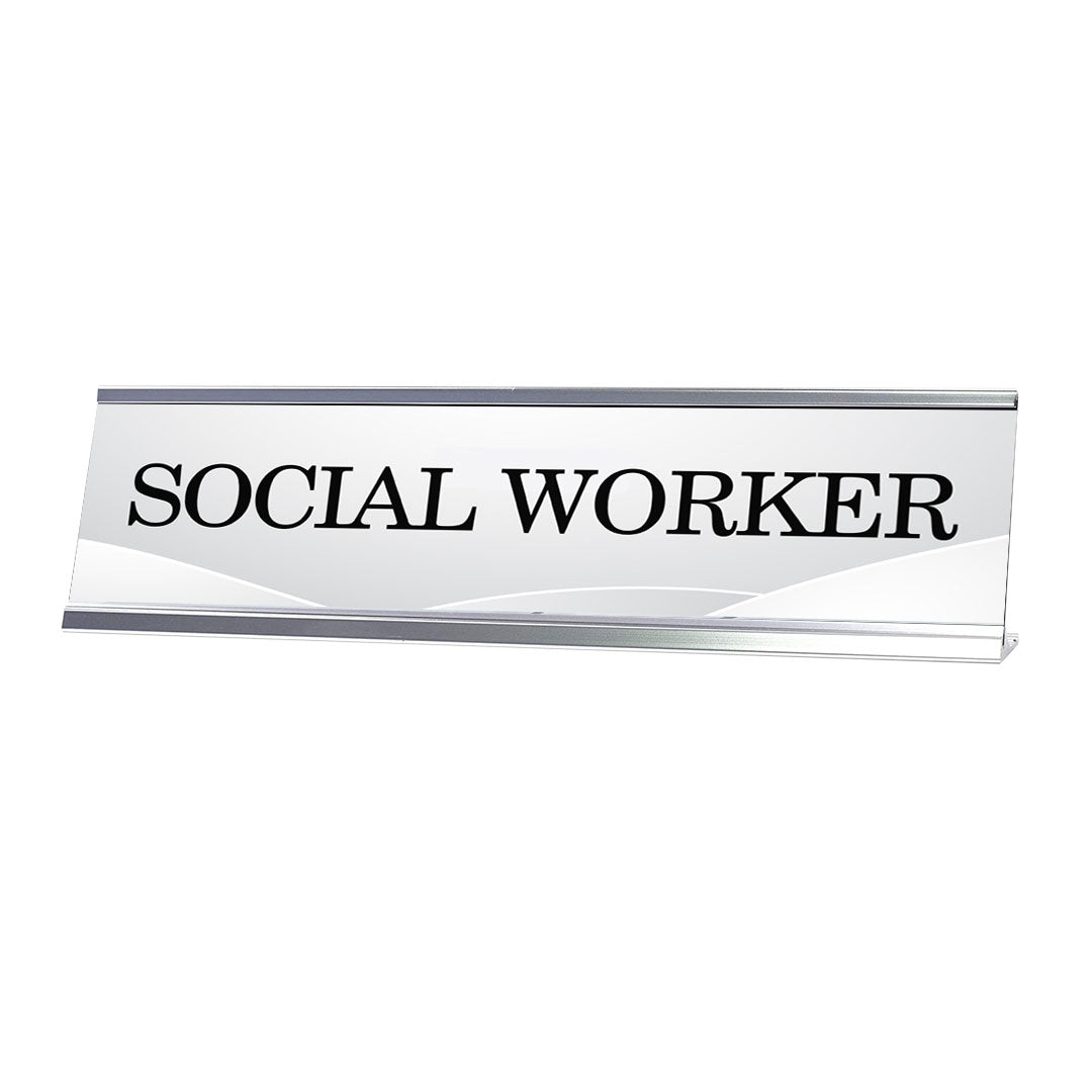 Signs ByLITA Social Worker Silver Frame, Novelty Desk Sign (2x8?)