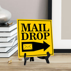 Mail Drop 5"x 5" Square Table Sign With Acrylic Easel | Home & Office Decor