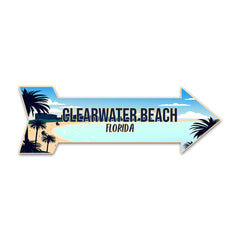 Arrow Shape Plus Clearwater Beach, Florida 12x4" Wall or Door Sign | Stylish Famous US Beach Souvenirs