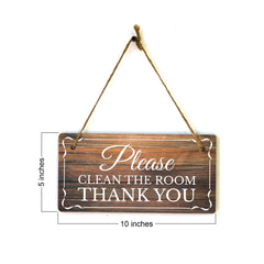 Please Clean The Room Thank You 5x10 Hanging Wall or Door Sign | Warm Welcoming Signage For Homes