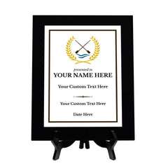 Rowing Customizable Black Frame Wooden Award Plaque | Easel Mount Option | Achievement and Recognition Personalizable Plaques