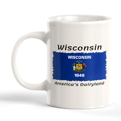 Designs ByLITA Wisconsin: America's Dairyland 11oz Plastic or Ceramic Coffee Mug| States Flag Collection Mug
