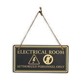 Electrical Room Authorized Personnel Only 5x10 Hanging Plus Wall or Door Sign | Rustic Twine | Workplace Safety Signage