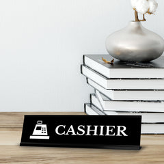 Cashier Black, Black Frame, Desk Sign (2x8")