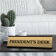Signs ByLITA President's Desk Office Decoration Gift Black Frame Desk Sign (2x8")