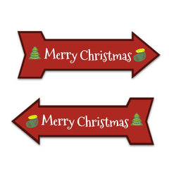 Arrow Shape Merry Christmas 12x4" Wall or Door Sign | Holiday Decoration