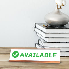 Available, Green Black Frame Desk Sign (2 x 8")