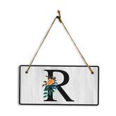 R Flower Decor 5x10 Hanging Wall or Door Sign | Alphabet Letter Room Decoration