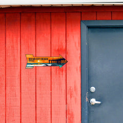 Arrow Shape Plus Ocean City Beach, Maryland 12x4" Wall or Door Sign | Stylish Famous US Beach Souvenirs