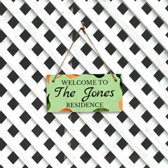 Boho Leaves Green Design Custom 5 x 10" Hanging Wall or Door Sign | Rustic Twine | Personalized Home Decor | Boho Chic Design