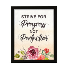 Strive for progress not perfection, Watercolor Framed Kitchen Wall Art