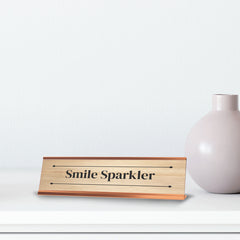 Smile Sparkler Rose Gold Frame Desk Sign (2x8") | Novelty Workplace and Home Office Decoration For Him