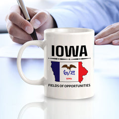 Designs ByLITA Iowa: Fields of Opportunities 11oz Plastic or Ceramic Coffee Mug | State Pride Collection