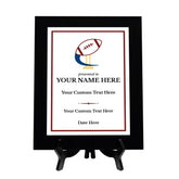 Football Customizable Black Frame Wooden Award Plaque | Easel Mount Option | Achievement and Recognition Personalizable Plaques