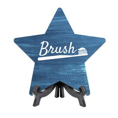 Sign ByLITA Brush, Wood Color, Star Bathroom Table Sign (6"x5")