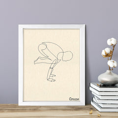 Crane, FRAMED Print Yoga Wall Art