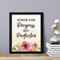 Strive for progress not perfection, Watercolor Framed Kitchen Wall Art