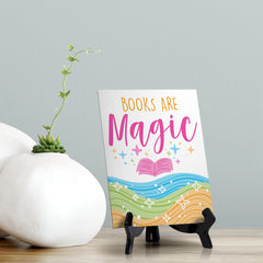 Books Are Magic Table Sign with Acrylic Stand (6x8“) | Elementary School Decoration