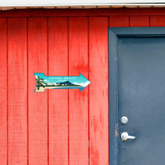 Arrow Shape Plus Waikiki Beach, Hawaii 12x4" Wall or Door Sign | Stylish Famous US Beach Souvenirs