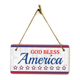 God Bless America 5x10 Hanging Plus Wall or Door Sign | Patriotic Home & Office Decor