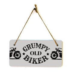 Grumpy Old Biker 5" x 10" Hanging Wall or Door Sign | Home Decor