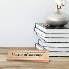 Master of Massage Rose Gold Frame Desk Sign (2x8") Novelty Workplace and Home Office Decoration For Him