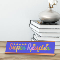 Signs ByLITA Super Reader Award, Gold Frame Desk Sign (2x8)
