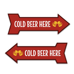 Arrow Shape Plus Cold Beer Here 12x4" Wall or Door Sign | Christmas Holiday Decoration
