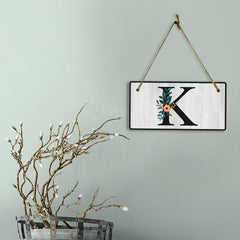 K Flower Decor 5x10 Hanging Wall or Door Sign | Alphabet Letter Room Decoration