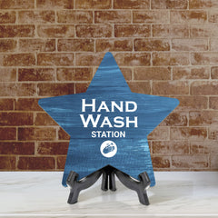 Sign ByLITA Hand Wash Station, Wood Color, Star Table Sign (6"x5")