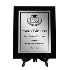 High School and College Graduation Customizable Black Frame Wooden Award Plaque | Easel Mount Option | Achievement and Recognition Personalizable Plaques