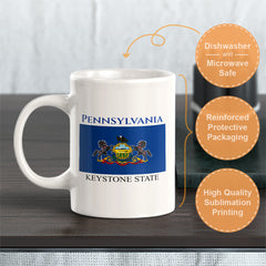Designs ByLITA Pennsylvania: Keystone State 11oz Plastic or Ceramic Coffee Mug| States Flag Collection Mug