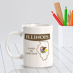 Designs ByLITA Illinois: Land of Lincoln 11oz Plastic or Ceramic Coffee Mug | State Pride Collection