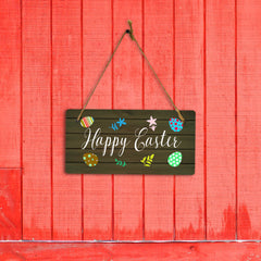 Happy Easter 5x10 Hanging Wall or Door Sign | Religious Home Decor