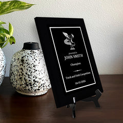 Track and Field Customizable Black Frame Wooden Award Plaque | Easel Mount Option | Achievement and Recognition Personalizable Plaques
