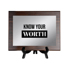 Know Your Worth Decorative Wall Plaque | Easel Mount Option | Inspirational Affirmation Wall Art