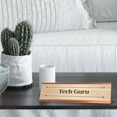 Tech Guru Rose Gold Frame Desk Sign (2x8") | Novelty Workplace and Home Office Decoration For Him
