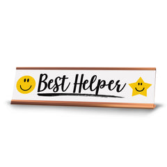 Signs ByLITA Best Helper, Gold Frame Desk Sign (2x8)