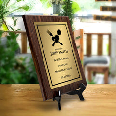 Cooking Competition and Chef Customizable Award Plaque |Easel Mount Option | Recognition of Achievement and Service Personalizable Plaques