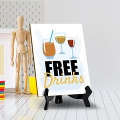 Signs ByLITA Free Drinks 1, Table Sign with Acrylic Stand (6x8“)