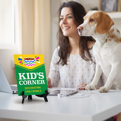 Signs ByLITA Kid's Corner: Decorating Chili Bowls Table Sign with Acrylic Stand (6x8“)