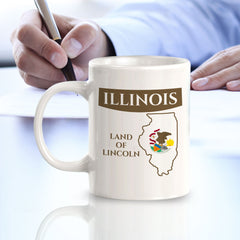Designs ByLITA Illinois: Land of Lincoln 11oz Plastic or Ceramic Coffee Mug | State Pride Collection