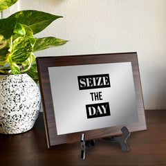 Seize The Day Decorative Wall Plaque | Easel Mount Option | Inspirational Affirmation Wall Art