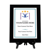 Gymnastics Customizable Black Frame Wooden Award Plaque | Easel Mount Option | Achievement and Recognition Personalizable Plaques