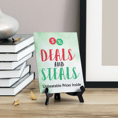 Signs ByLITA Deals and Steals: Unbeatable Prices Inside Table Sign with Acrylic Stand (6x8“)