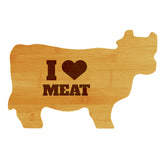 I (Heart Icon) Meat 14.75 x 9.75" Cow Shape Cutting Board | Funny Kitchen Chopping Board