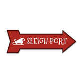 Arrow Shape Plus Sleigh Port 12x4" Wall or Door Sign | Christmas Holiday Decoration