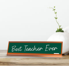 Signs ByLITA Best Teacher Ever Gold Frame, Novelty Desk Sign (2x8?)