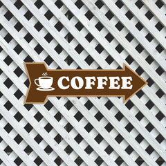 Arrow Shape Coffee 12x4" Wall or Door Sign | Funny Home Decor | Shop Décor