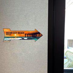 Arrow Shape Plus Ocean City Beach, Maryland 12x4" Wall or Door Sign | Stylish Famous US Beach Souvenirs